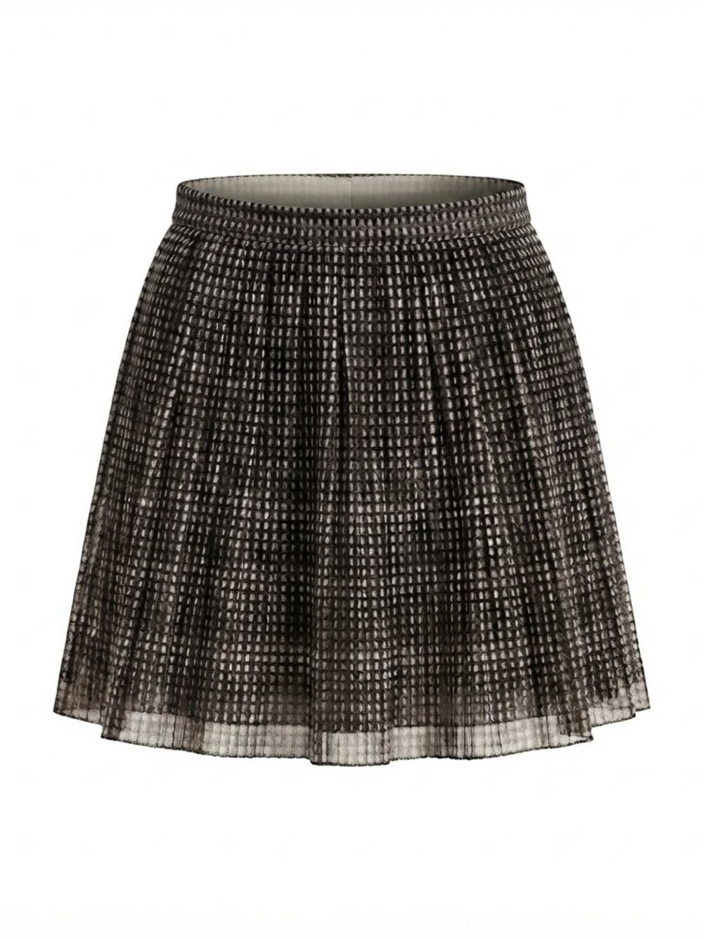 Madewell Accordion Pleated Houndstooth Mini Skirt Sz 4 Black A Line Preppy